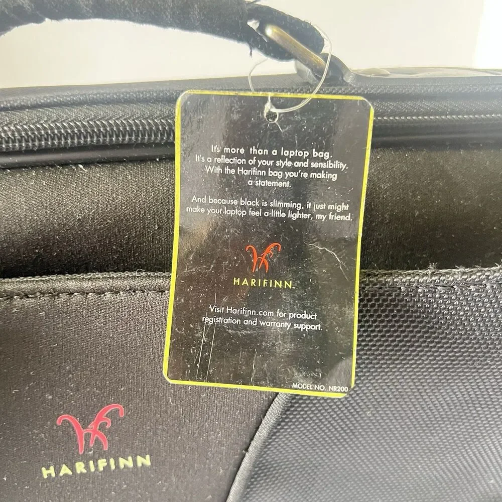 Harifin Black Nylon 15-Inch Laptop Bag With Long Strap And 2 Outer Pockets NWT!